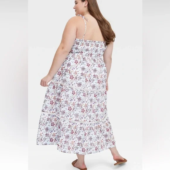 Roller rabbit x target women’s floral tie-shoulder tiered maxi a-line dress-Blue - Picture 2 of 6